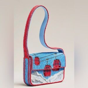 NWT Anthropologie The Fiona Beaded Bag:  Winter Icon Edition, Ski Lift